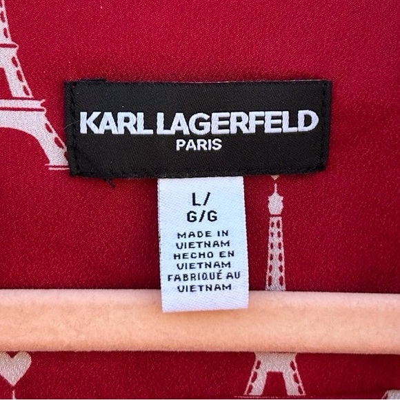 Karl Lagerfeld Eiffel Tower Tab Sleeve Blouse - Picture 3 of 16